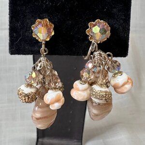 Vintage Vendome 50s Cluster Drop Cha-Cha Clip On Earrings